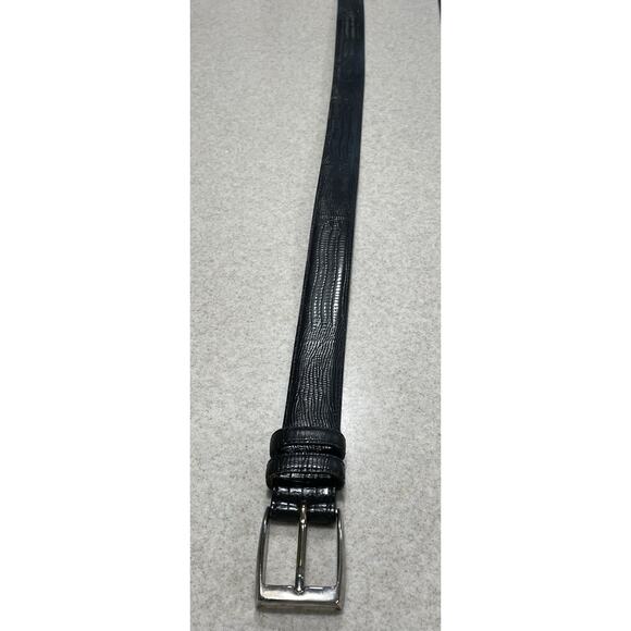 Martin Dingman Imported Lizard Grain Calf Leather Handmade In USA 34” Black Belt - Picture 7 of 12